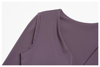 Women's Yoga T-Shirt Deep V Long Sleeve Sports Tops Gym Workout Shirts Breathable Fitness Yoga Top Female Running Push Up Shirts