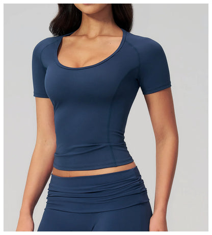 Summer Gym T-Shirt Women Short Sleeve Yoga Tops Workout Top Running Sports T Shirts Fitness Workout Tee Sports Tops Activewear