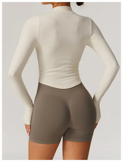 Outdoor Sports Long Sleeved Women's Slim Yoga Quick Dry Tight Fitting Quick Drying Stand Up Collar Jacket Running Fitness Jacket