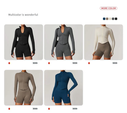 New Zipper Sports Top Women Gym Long Sleeve for Fitness Seamless Coat  Clothing Running Workout Tights Gym Tops Yoga Shirts
