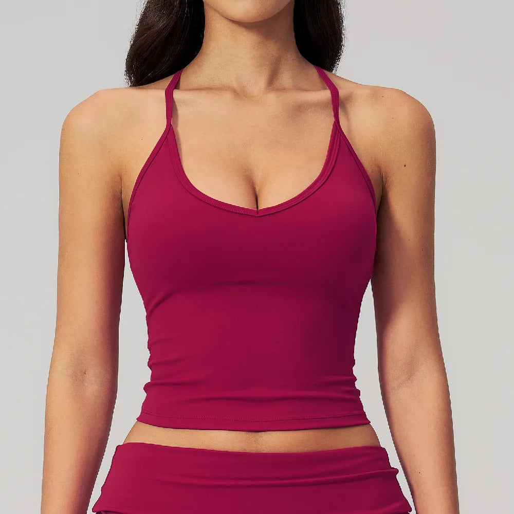 Summer Yoga Vest Women Workout Top Quick-Dry Crop Top Shockproof Gym Vest Female Running Tight Top Beautiful back Sports Tops