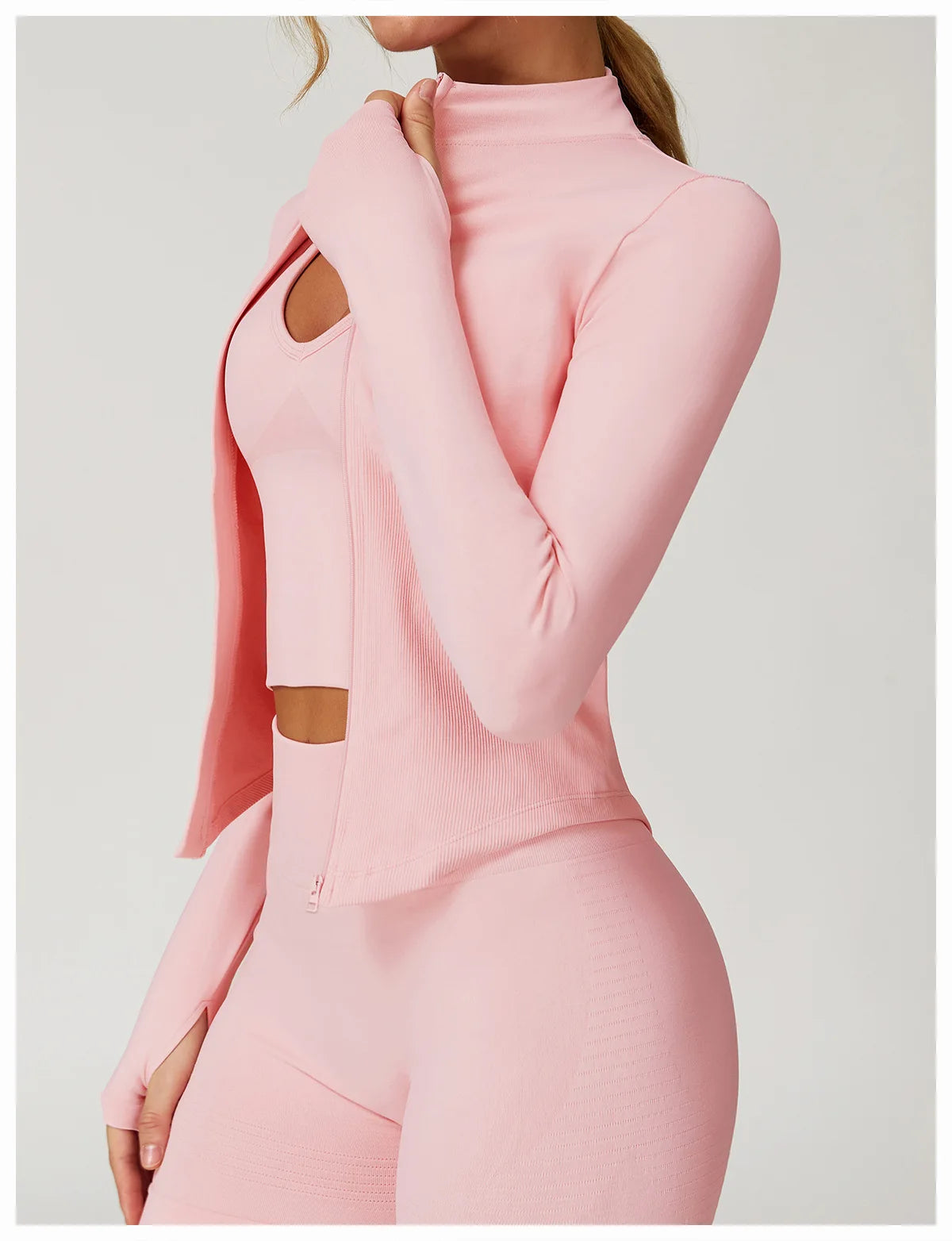 Outdoor Sports Long Sleeved Women's Slim Yoga Quick Dry Tight Fitting Quick Drying Stand Up Collar Jacket Running Fitness Jacket