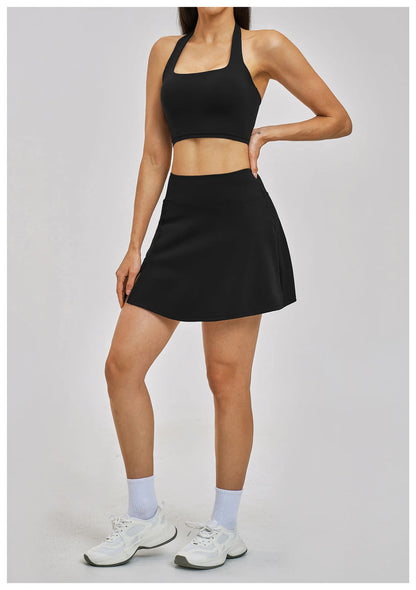 Outdoor Sports Yoga Skirt  Yoga Quick Drying A-line Skirt Women's Badminton Tennis Skirt Summer Cool and Anti Glare Lined Shorts