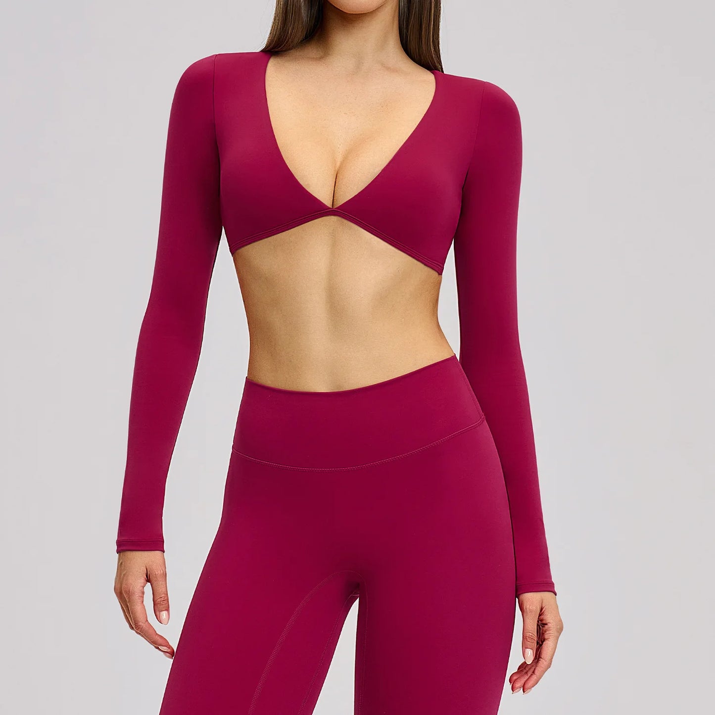 Women's Crop Tops Yoga T-shirts Solid Sports Top Long Sleeve Quick Dry Fitness Gym Sport Wear Running Shirts Sexy Exposed Navel