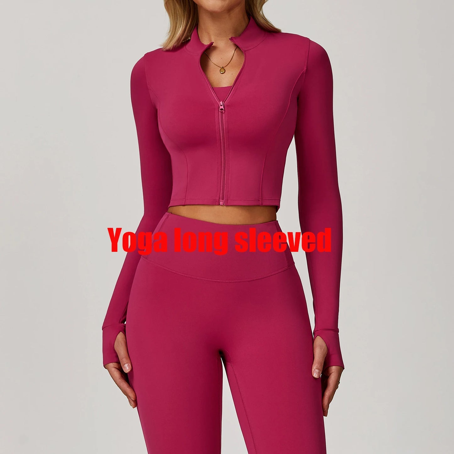 Zipper Cardigan Stand Up Collar Jacket Outdoor Sports Long Sleeved Women Slim Yoga Clothes Quick Dry Running Fitness Jacket Top