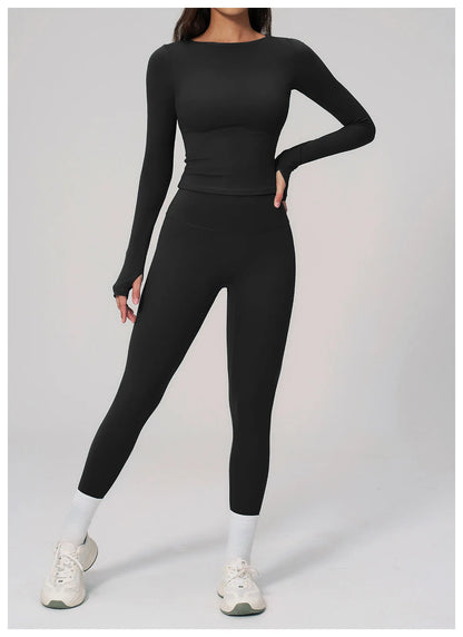Women Yoga T-shirts Fitness Sports Long Sleeve Running High Elastic Workout Shirts Gym Sports Shirts Female Crop Top Yoga Tops