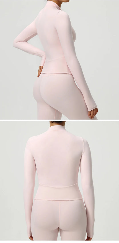 Fitness Sport Women's Zipper Long-sleeved Quick-drying Training Yoga Gym Clothing Clothes Summer Running Breathable Slim Fit Top