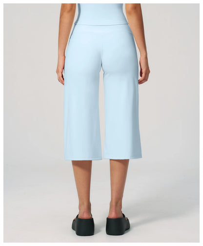 Summer Sports Pants Women Capri Pants Wide Leg Yoga Cropped High Waist Workout Seven Pant Female Running Legging Fitness Shorts