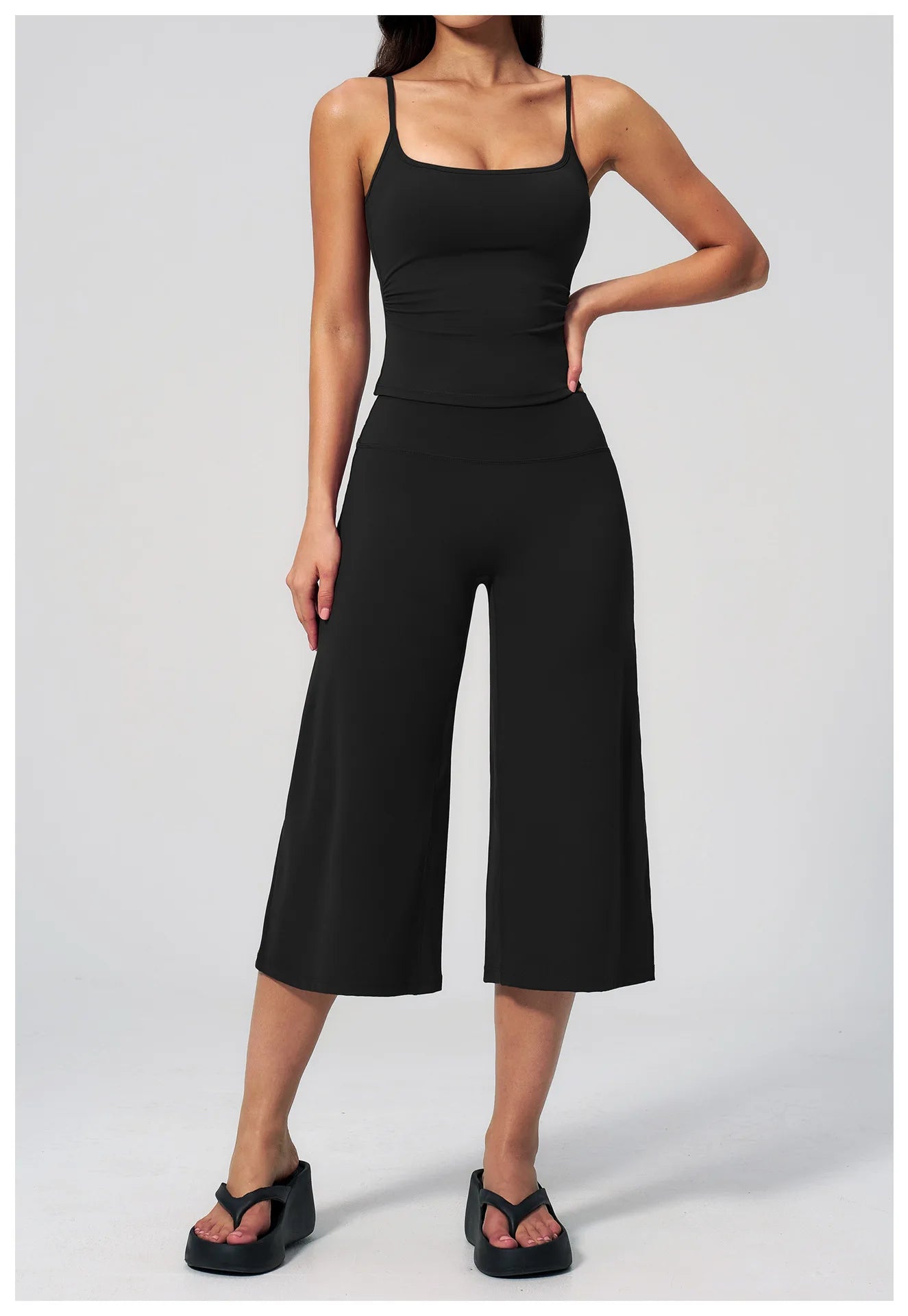 Summer Sports Pants Women Capri Pants Wide Leg Yoga Cropped High Waist Workout Seven Pant Female Running Legging Fitness Shorts