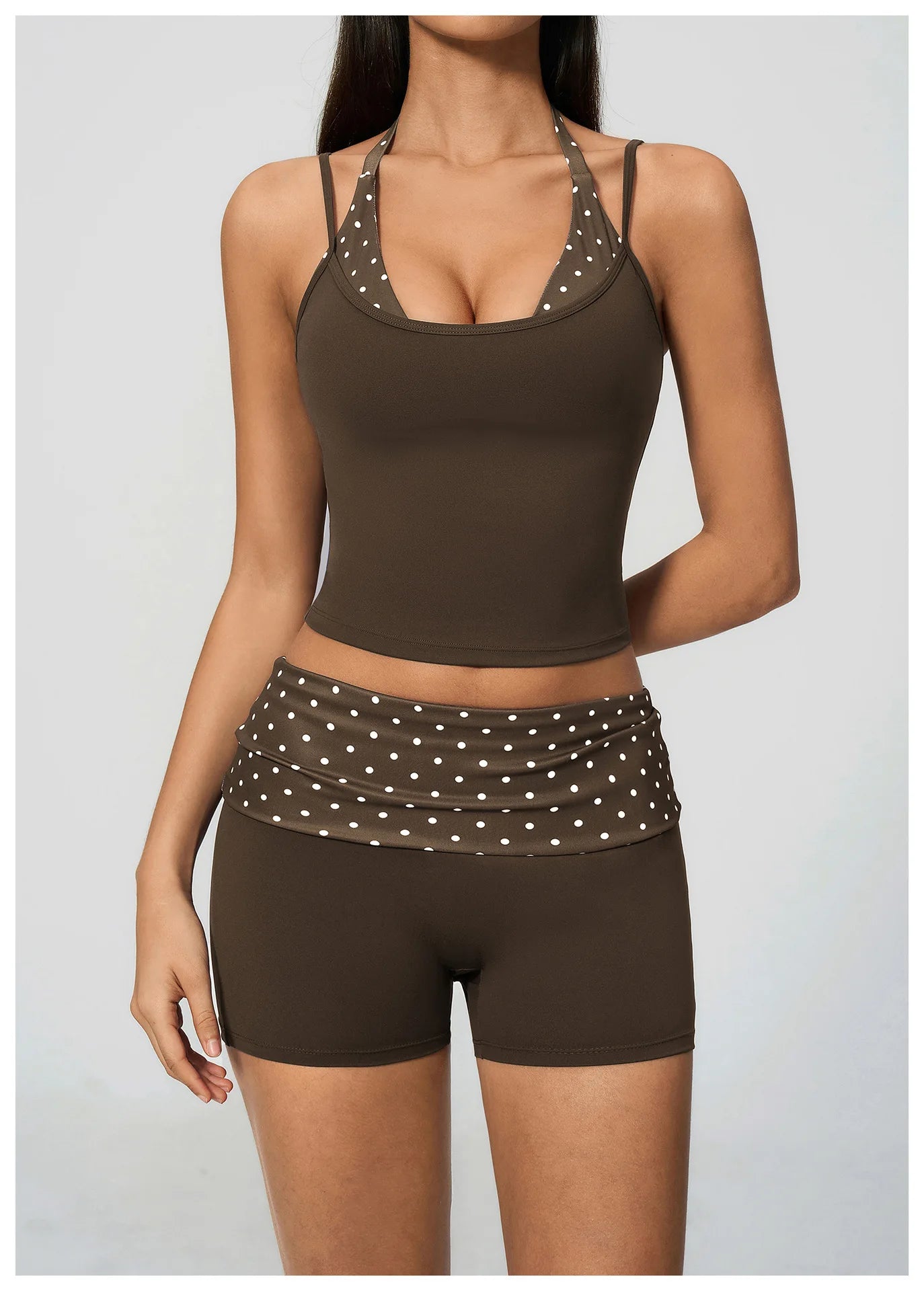 Polka Dot Yoga Tank Top Shockproof Striped Fitness Bra Gym Workout Vest Breathable Sport Top Halter Beautiful Back Sport Vest