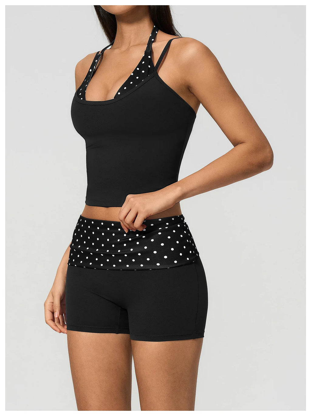 Polka Dot Yoga Tank Top Shockproof Striped Fitness Bra Gym Workout Vest Breathable Sport Top Halter Beautiful Back Sport Vest