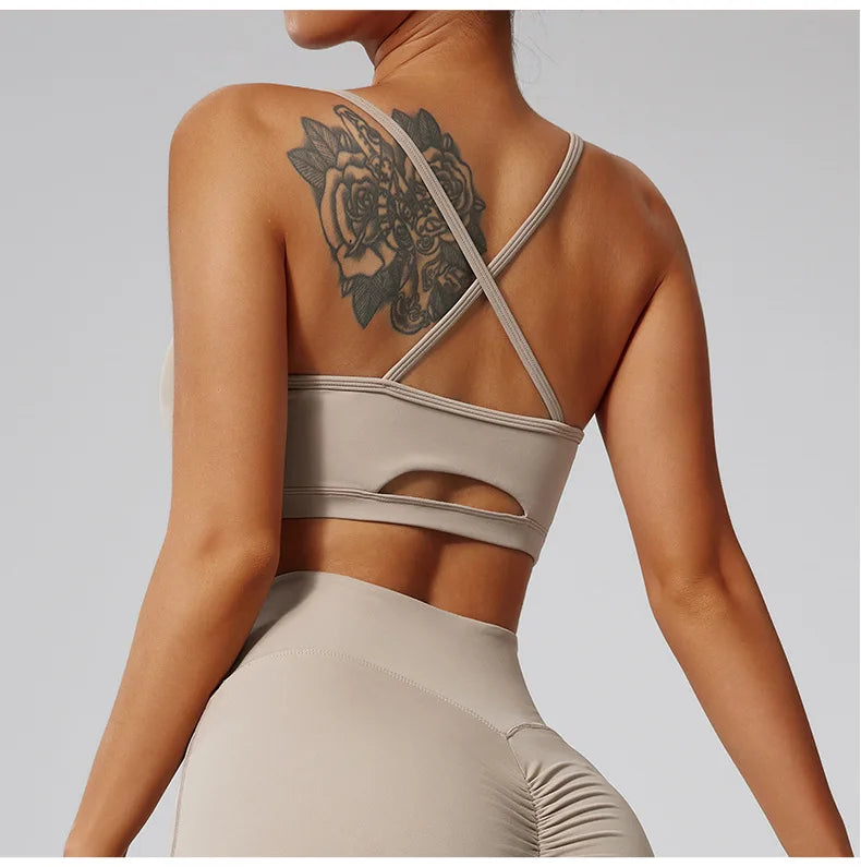 Women's Sports Bra Sexy Beautiful Back Breathable Bra Top Push Up Fitness Bra Yoga Gym Workout Bra Fitness Top Sports