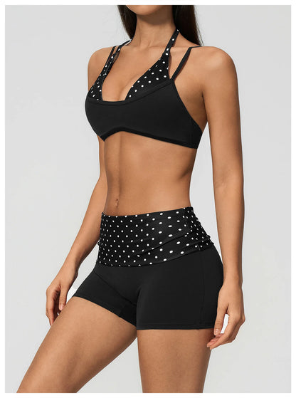 Women's Striped Yoga Bra Breathable Sports Underwear Shockproof Workout Top Sexy Polka Dot Bra Beautiful Back Sports Yoga Top