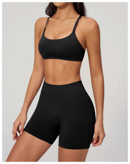 Summer Seamless Yoga Bra Women Fitness Workout Top Cross Back Strap Sports Underwear Female Breathable Running Cycling Gym Top
