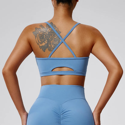 Women's Sports Bra Sexy Beautiful Back Breathable Bra Top Push Up Fitness Bra Yoga Gym Workout Bra Fitness Top Sports