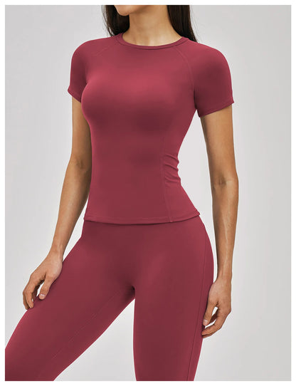 Women's Clothes Yoga Top Sport T Shirt Fitness Clothes Short Sleeve Yoga Shirt Gym Top Female Workout Active Wear Sport Tops