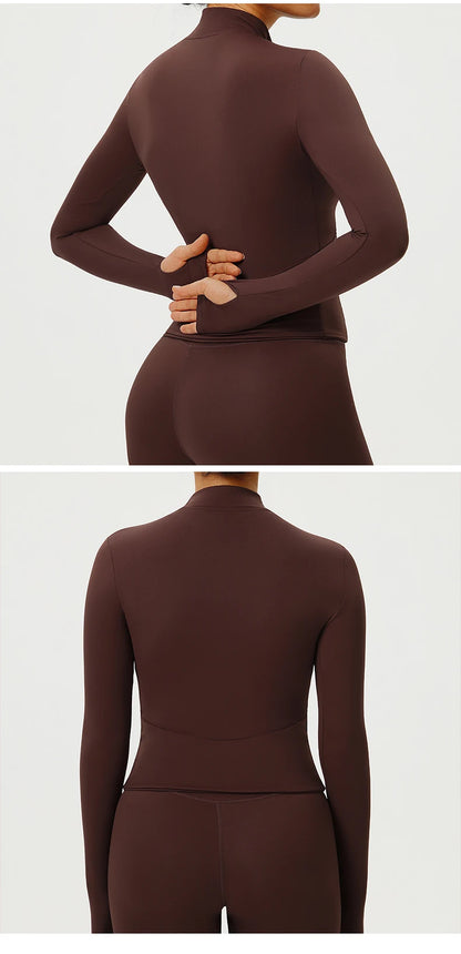 Fitness Sport Women's Zipper Long-sleeved Quick-drying Training Yoga Gym Clothing Clothes Summer Running Breathable Slim Fit Top