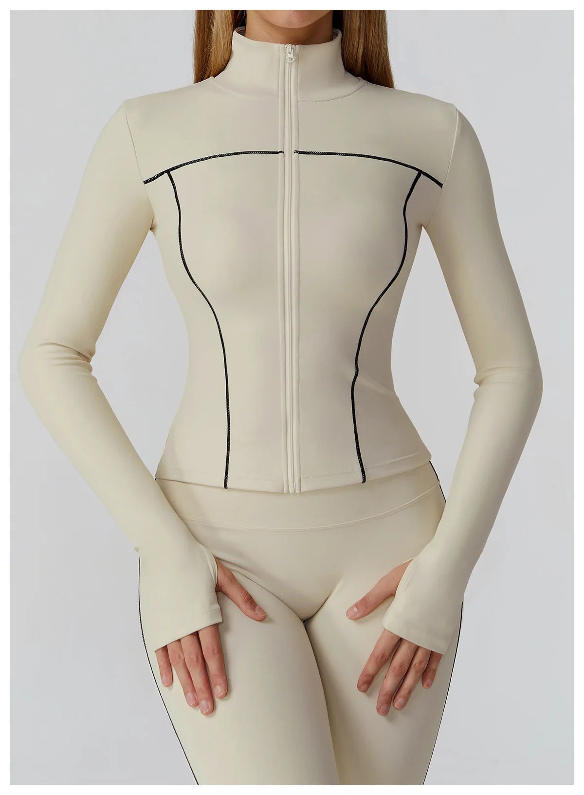 Women Zip Fitness Clothes Long Sleeve Sports Jacket Stand-up Collar Yoga Shirt Quick Dry Gym Top Outdoors Sunscreen Running Coat