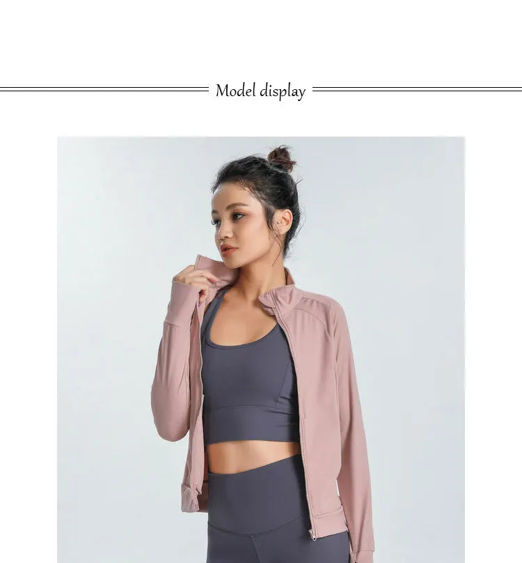 New Women's Slim Fit Lightweight Jackets Women's Full Zip-up Yoga Sports Running Jacket with Thumb Holes for Workout