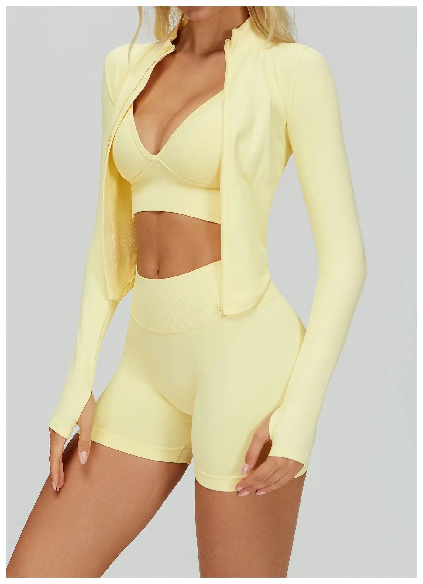 Outdoor Sports Long Sleeved Women's Slim Yoga Quick Dry Tight Fitting Quick Drying Stand Up Collar Jacket Running Fitness Jacket