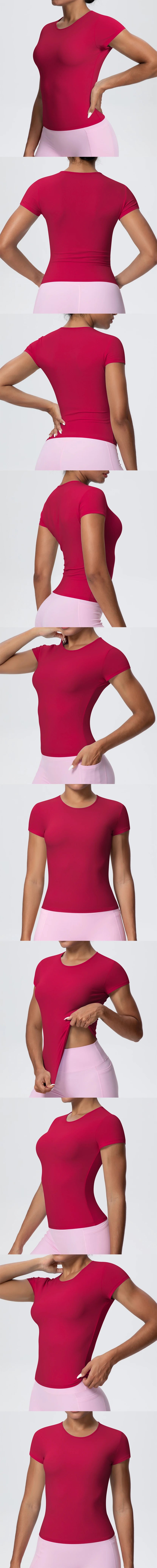 Best Selling New Models Yoga T-Short Sleeve Athletic Yoga Running Sexy Summer Gym Workout Quick Dry Stretchy Tees Tops Baselayer