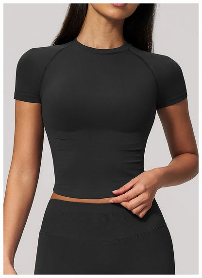 Yoga Shirts Women Seamless Fitness Short Sleeve Top Gym Workout Yoga T-Shirts Quick Dry Breathable Cycling Running Sport Tee Top