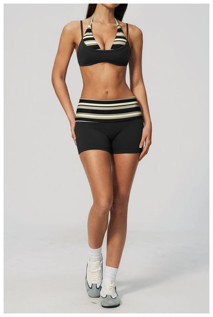 Women's Striped Yoga Bra Breathable Sports Underwear Shockproof Workout Top Sexy Polka Dot Bra Beautiful Back Sports Yoga Top