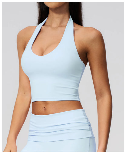 Summer New Yoga Bra Women Sports Shockproof Bra Sexy V-Neck Fitness Underwear Female Backless Sports Bra Gym Push Up Workout Top