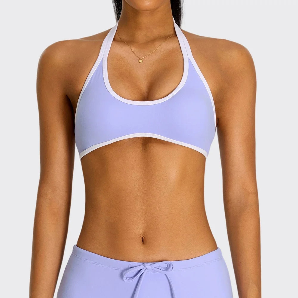 Summer Halter Yoga Bra Women Color Blocking Sports Underwear Gym Top Shockproof Fitness Push Up Workout Sports Bra Yoga Crop Top