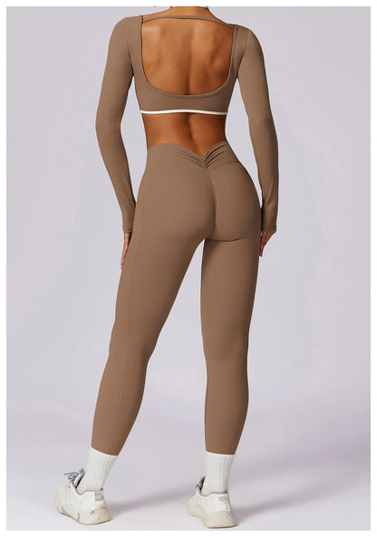 Women's Solid Sport Shirts High Elastic Gym Yoga Top Breathable Long Sleeve Yoga Top Slim Fitness Sports Dry Sportswear Yoga Top