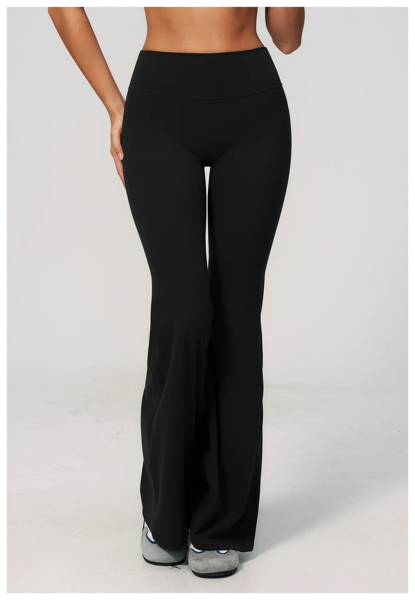 Summer Solid Color Flared Pants Women Breathable Yoga Pants High Waist Butt Lift Sports Pants Scrunch Butt Flared Trousers