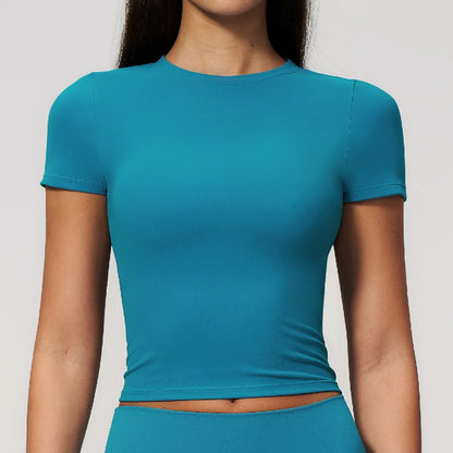 Women Yoga Top Sport T Shirts Fitness Clothes Quick-Drying Short Sleeve Yoga Shirt Gym Workout Top Running Active Wear Sport Top