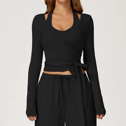 Women Fitness Yoga Shirt Strappy Long Sleeve Sports Jacket Gym Top Activewear Running Coats Workout Clothes Woman Sportswear ﻿