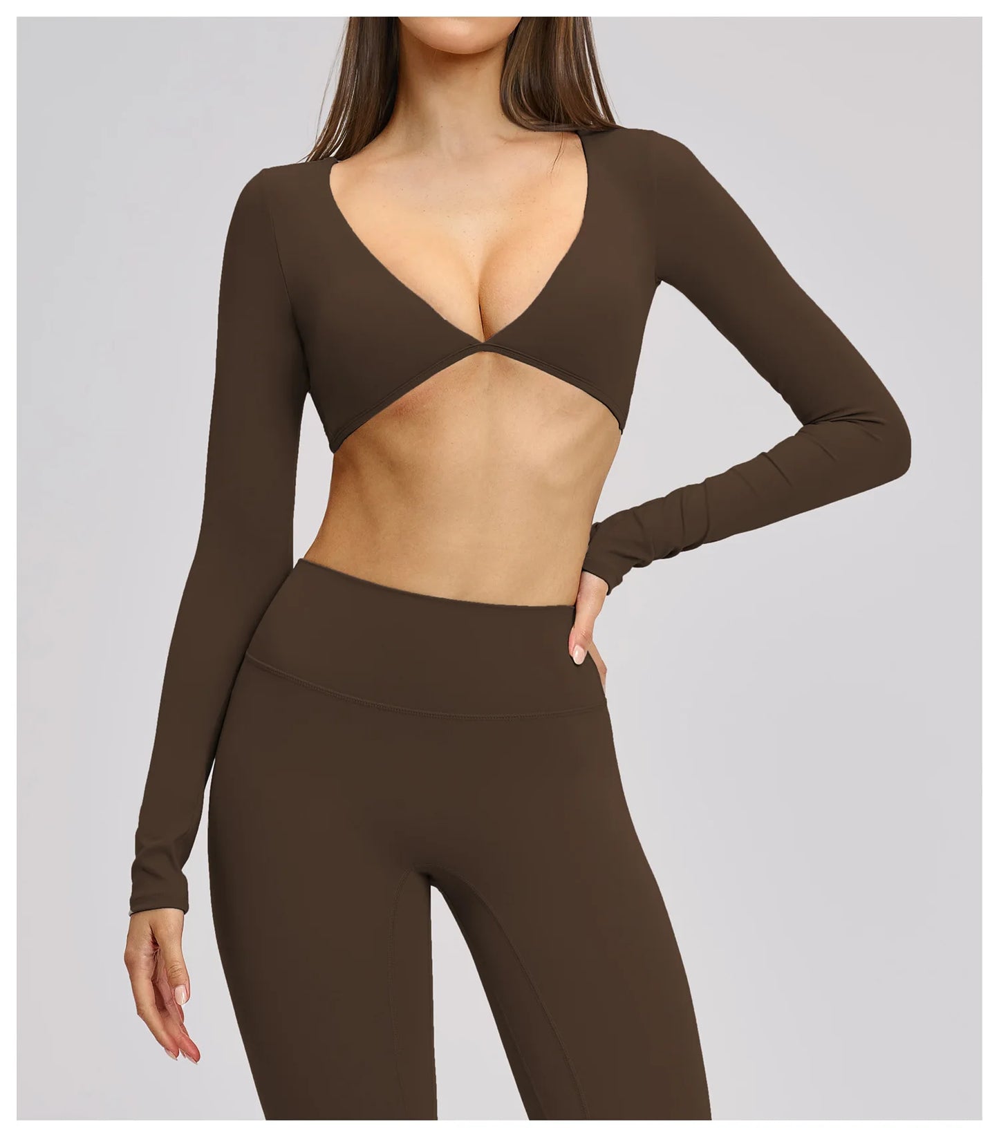 Women's Crop Tops Yoga T-shirts Solid Sports Top Long Sleeve Quick Dry Fitness Gym Sport Wear Running Shirts Sexy Exposed Navel