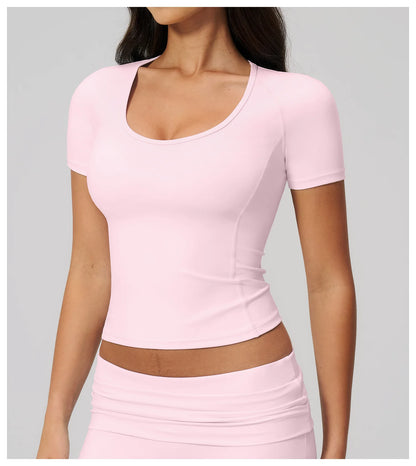 Summer Gym T-Shirt Women Short Sleeve Yoga Tops Workout Top Running Sports T Shirts Fitness Workout Tee Sports Tops Activewear