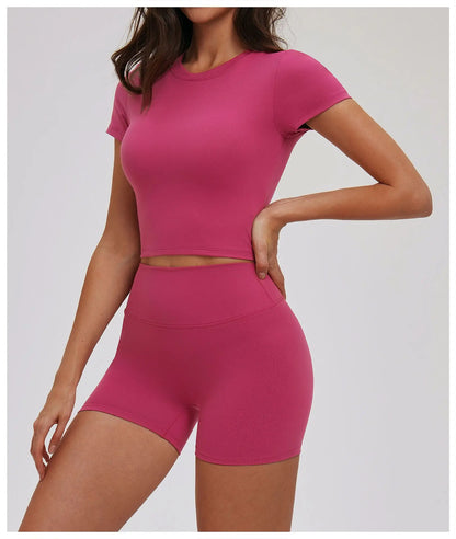 Women Yoga Shirt Gym Top Running Active Wear Sport Top Yoga Top Sport T Shirts Fitness Clothes Short Sleeve Women's Sportswear
