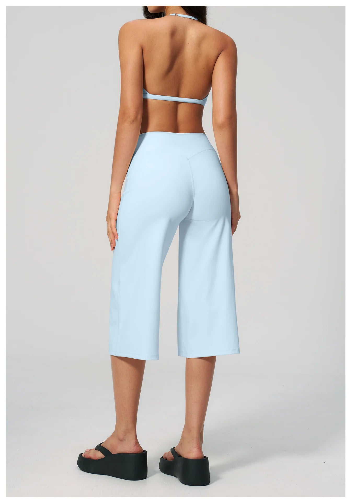 Summer Sports Pants Women Capri Pants Wide Leg Yoga Cropped High Waist Workout Seven Pant Female Running Legging Fitness Shorts