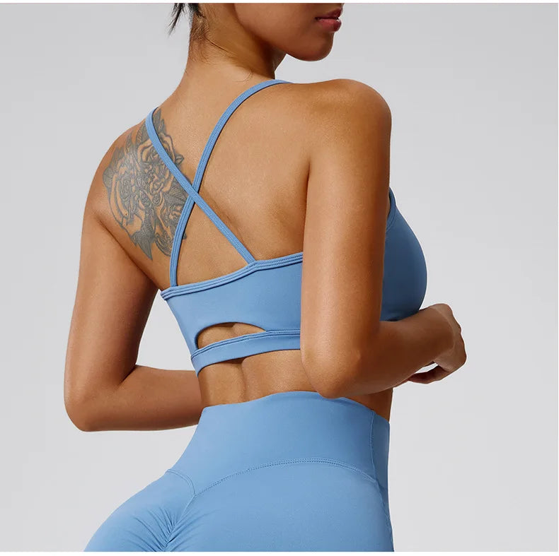 Women's Sports Bra Sexy Beautiful Back Breathable Bra Top Push Up Fitness Bra Yoga Gym Workout Bra Fitness Top Sports
