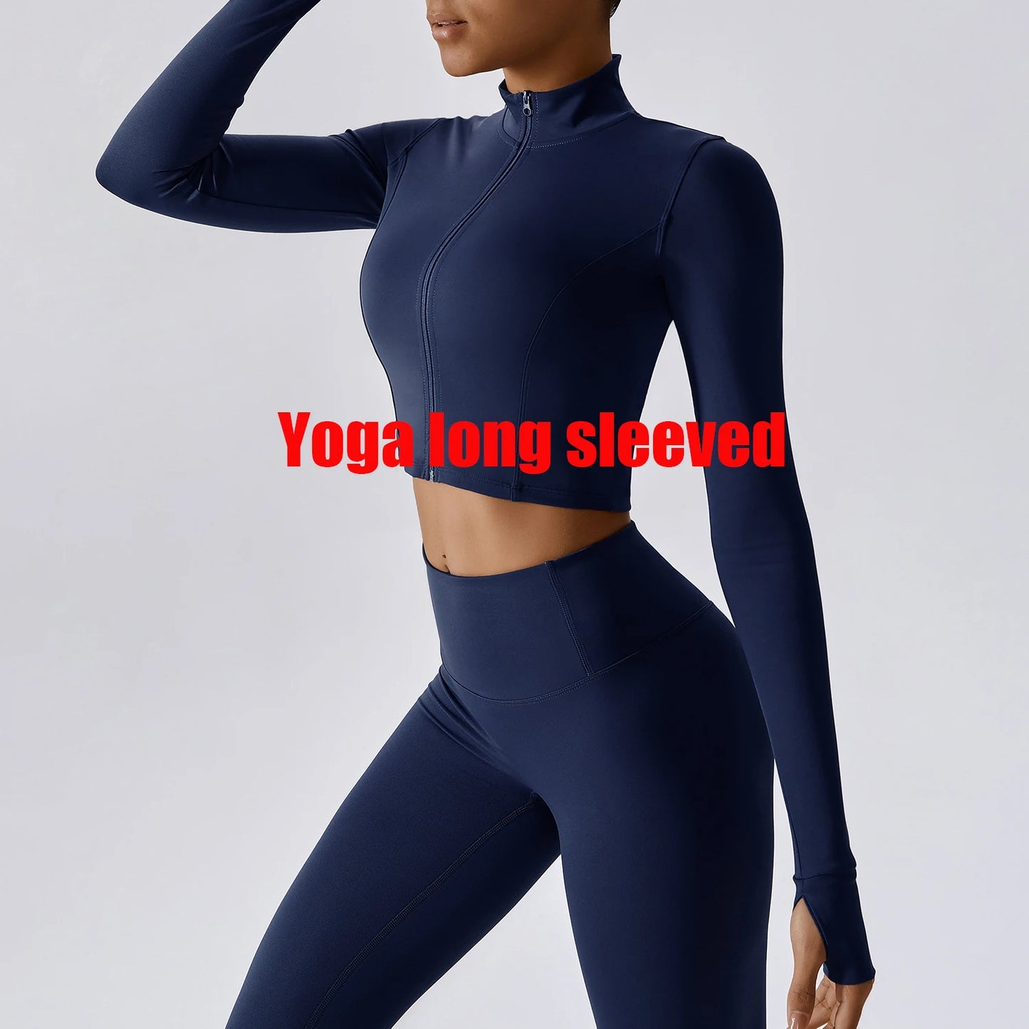 Zipper Cardigan Stand Up Collar Jacket Outdoor Sports Long Sleeved Women Slim Yoga Clothes Quick Dry Running Fitness Jacket Top