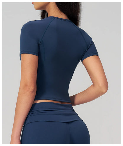 Summer Gym T-Shirt Women Short Sleeve Yoga Tops Workout Top Running Sports T Shirts Fitness Workout Tee Sports Tops Activewear