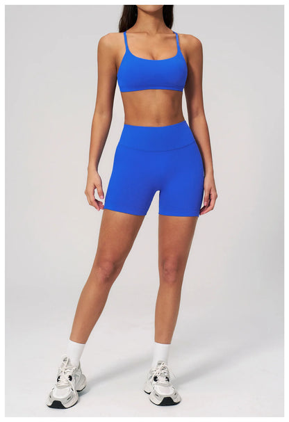 Summer Seamless Yoga Bra Women Fitness Workout Top Cross Back Strap Sports Underwear Female Breathable Running Cycling Gym Top