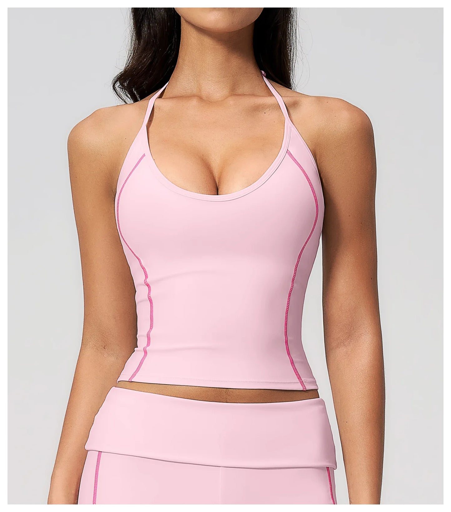 Summer Sports Tops Women's Halter Neck Vest Workout Shockproof Underwear Breathable Running Cycling Bra Gym Clothes Yoga Vest