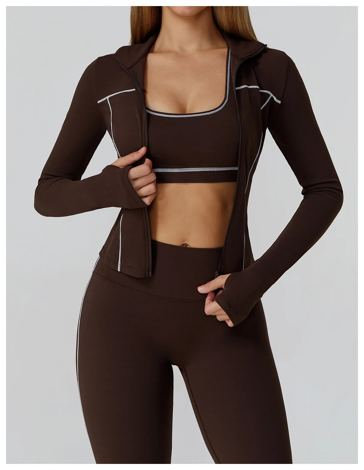 Women Zip Fitness Clothes Long Sleeve Sports Jacket Stand-up Collar Yoga Shirt Quick Dry Gym Top Outdoors Sunscreen Running Coat