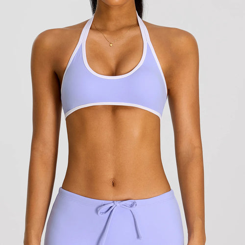 Summer Halter Yoga Bra Women Color Blocking Sports Underwear Gym Top Shockproof Fitness Push Up Workout Sports Bra Yoga Crop Top