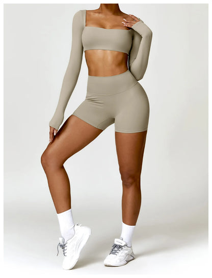 New Yoga Long sleeved Women's Outdoor Running Fitness Wear T-shirt Long sleeved Yoga Shirt Gym Push Up Workout Single Piece Top
