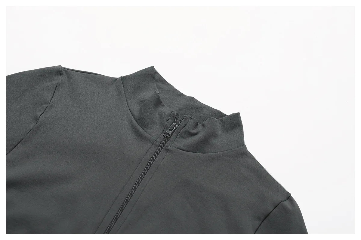 New Zipper Sports Top Women Gym Long Sleeve for Fitness Seamless Coat  Clothing Running Workout Tights Gym Tops Yoga Shirts