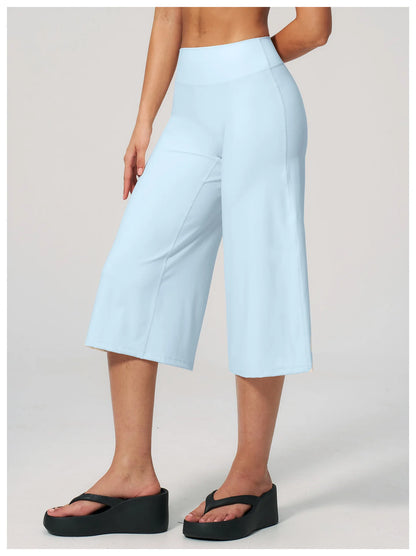 Summer Sports Pants Women Capri Pants Wide Leg Yoga Cropped High Waist Workout Seven Pant Female Running Legging Fitness Shorts