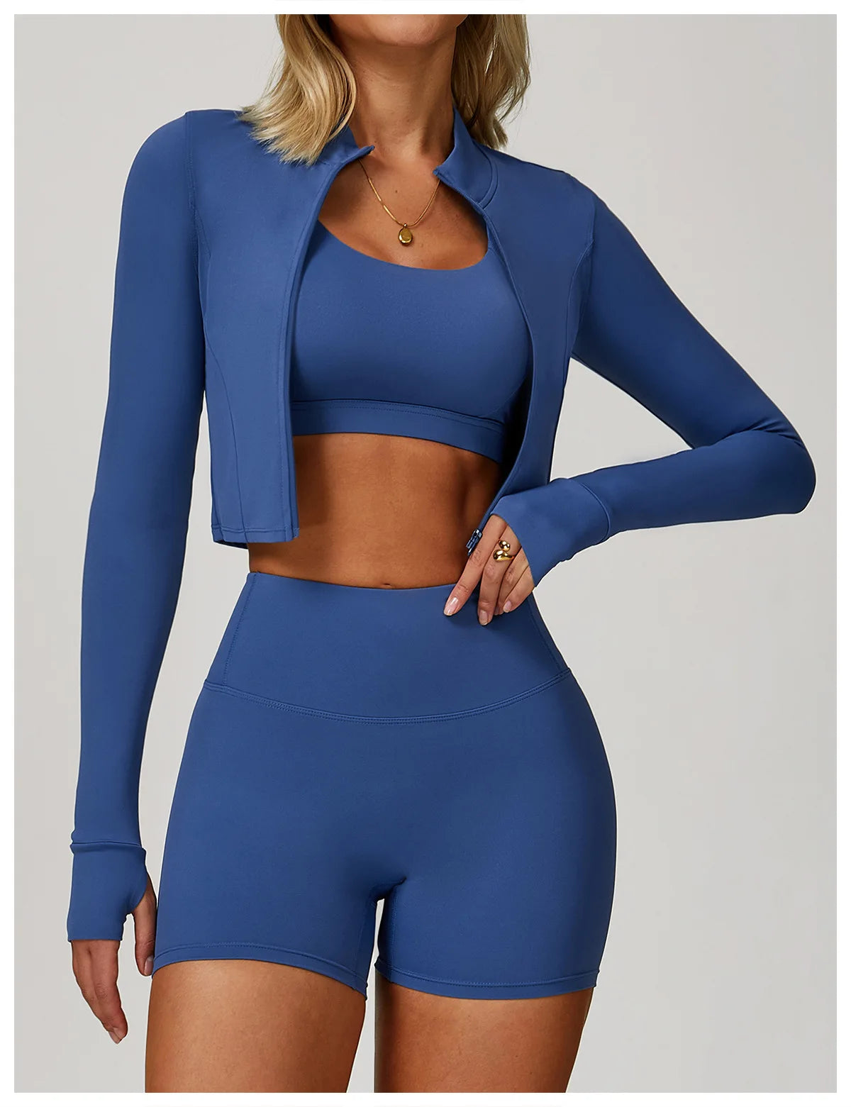 Zipper Cardigan Stand Up Collar Jacket Outdoor Sports Long Sleeved Women Slim Yoga Clothes Quick Dry Running Fitness Jacket Top