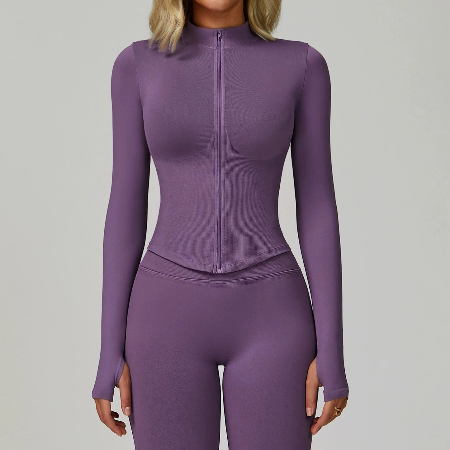 Outdoor Sports Long Sleeved Women's Slim Yoga Quick Dry Tight Fitting Quick Drying Stand Up Collar Jacket Running Fitness Jacket