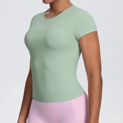 Best Selling New Models Yoga T-Short Sleeve Athletic Yoga Running Sexy Summer Gym Workout Quick Dry Stretchy Tees Tops Baselayer